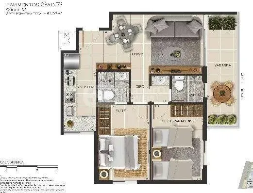 Apartamento de 1 quarto com cozinha integrada e vaga — photo 2
