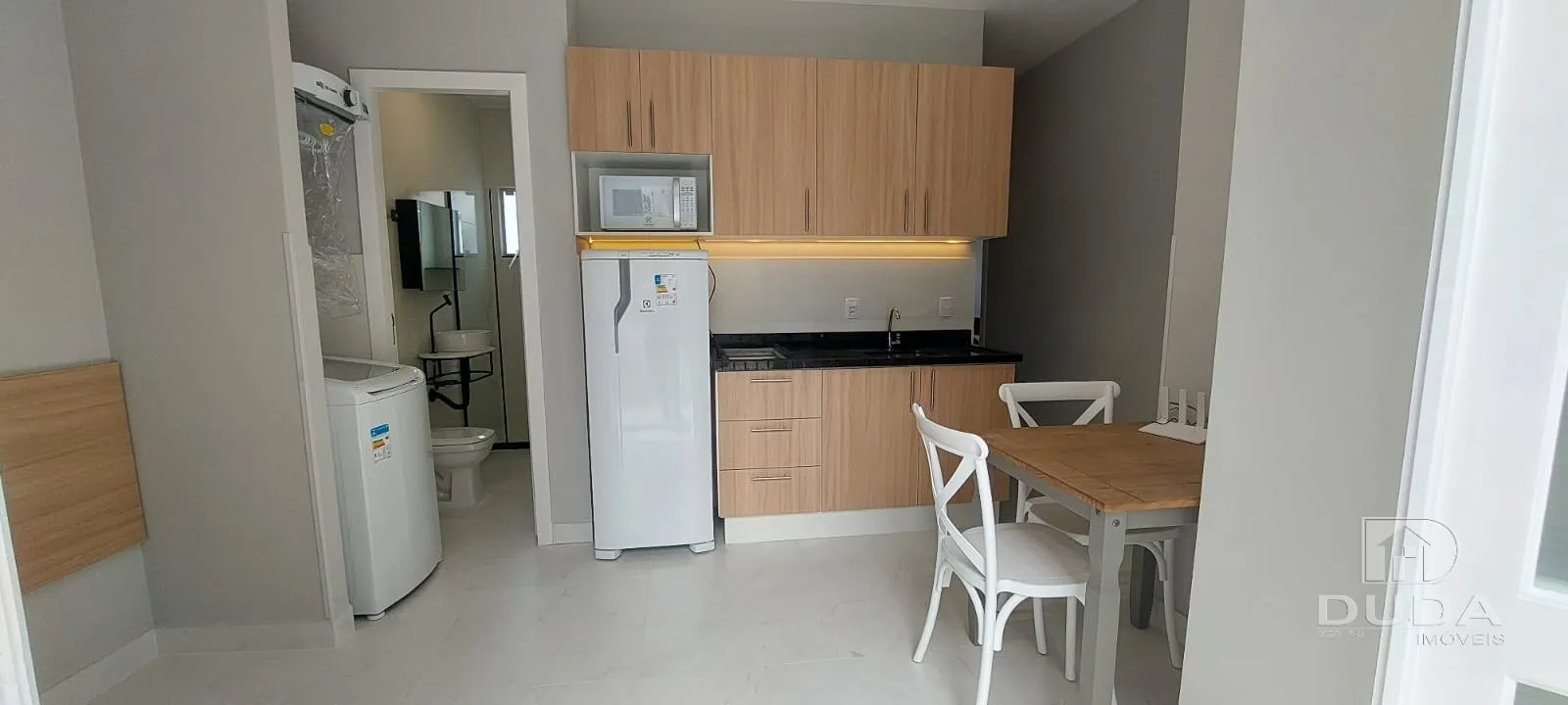 Washing machine in a one-bedroom apartment, 22 m²