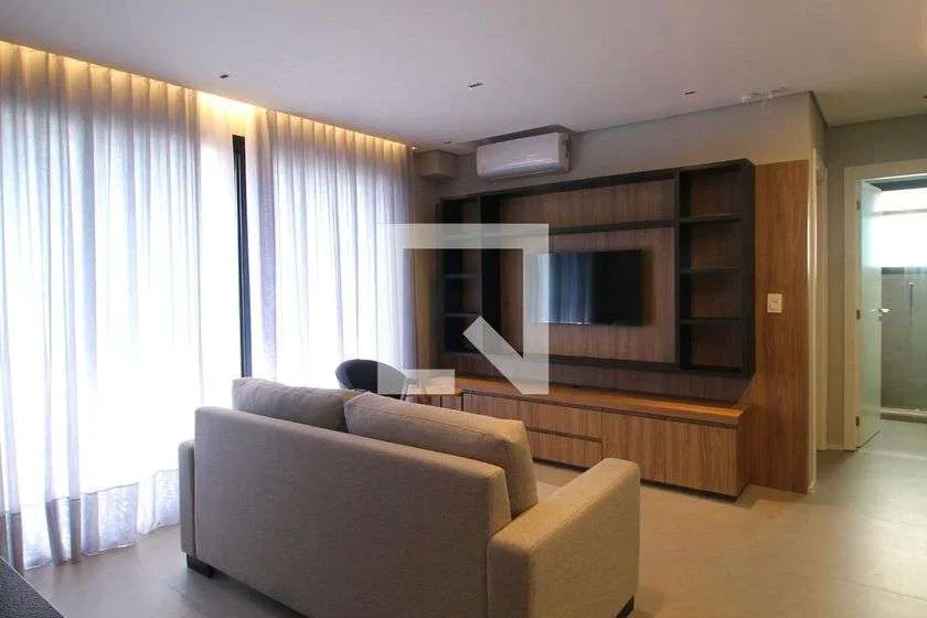 Furnished 1-bedroom apartment with an open-plan kitchen