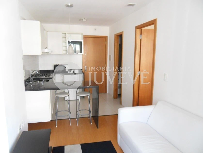 One-bedroom apartment in a building with a sauna