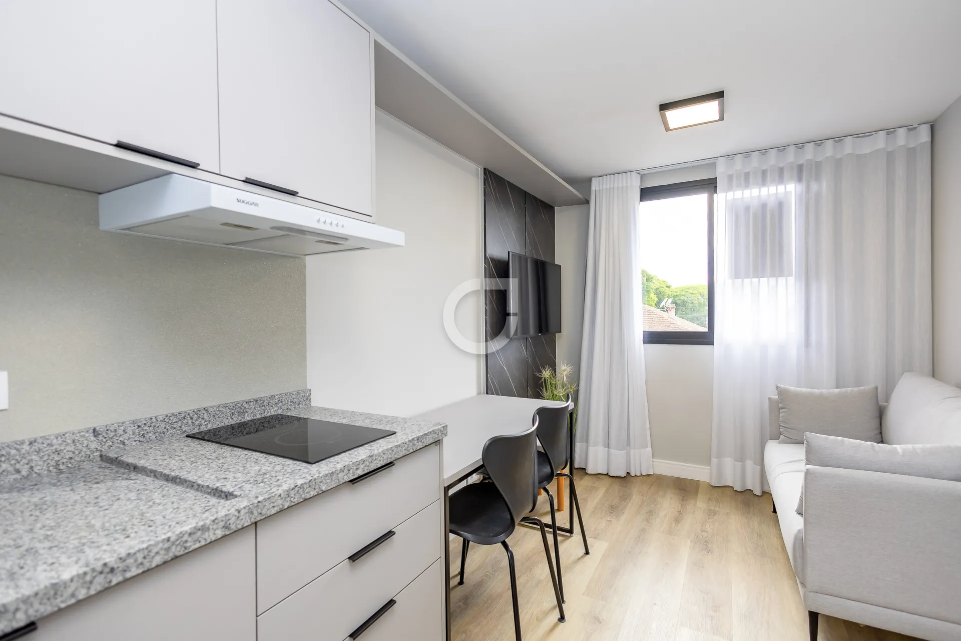 Furnished 1-bedroom apartment with open-plan kitchen — photo 2