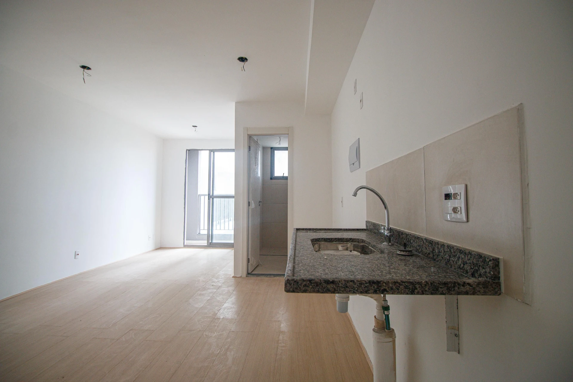 One-bedroom apartment with wood or laminate floors — photo 13