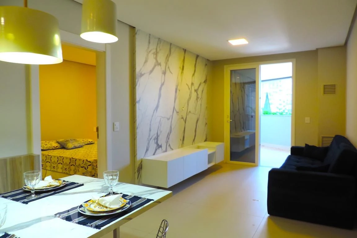 One-bedroom apartment in a building with a sauna