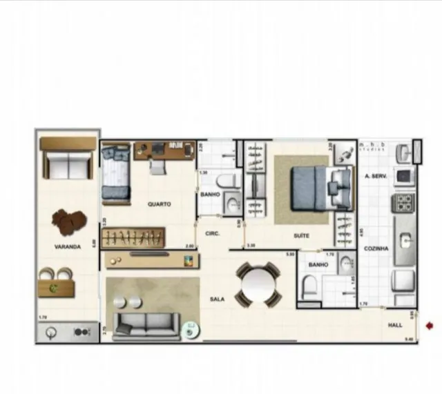 2 quartos e máquina de lavar: apartamento de 70 m² — photo 2