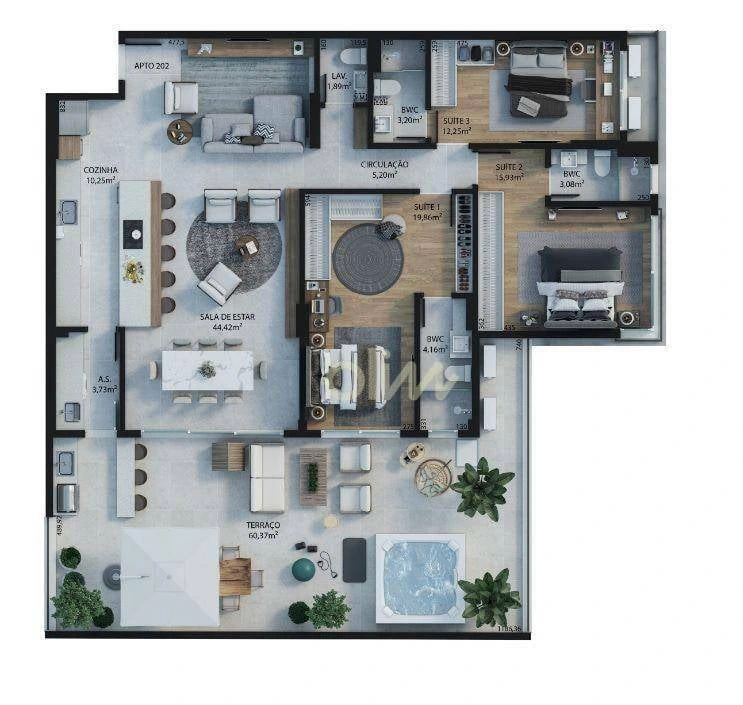 Furnished Garden apartment with 3 en-suites and 208 m²