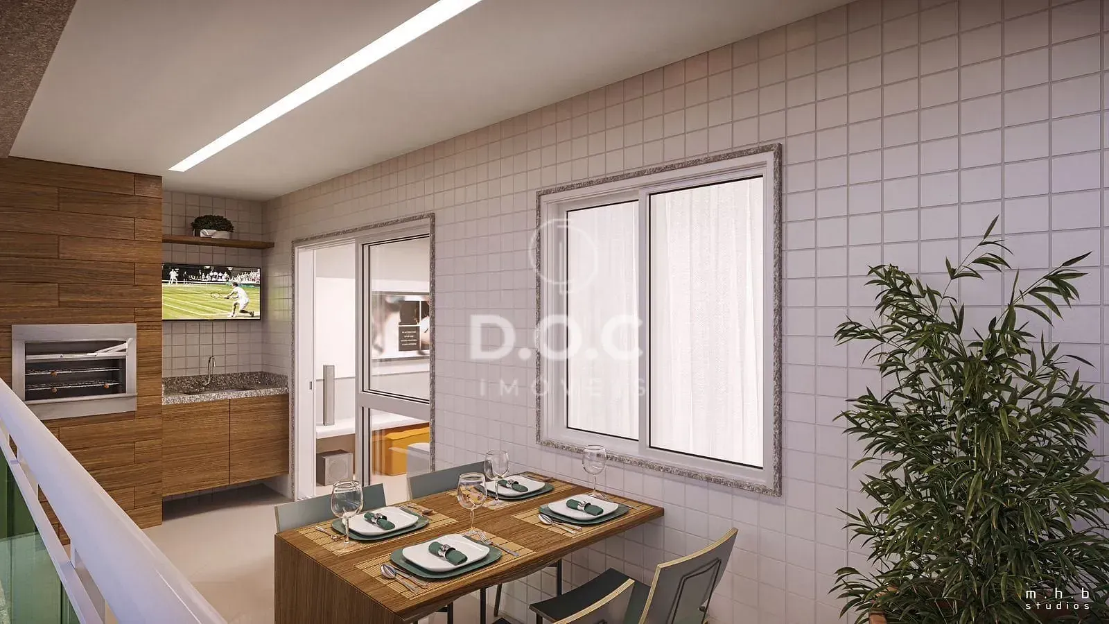Balcony with a grill in a 2-bedroom apartment, 70 m² — photo 2