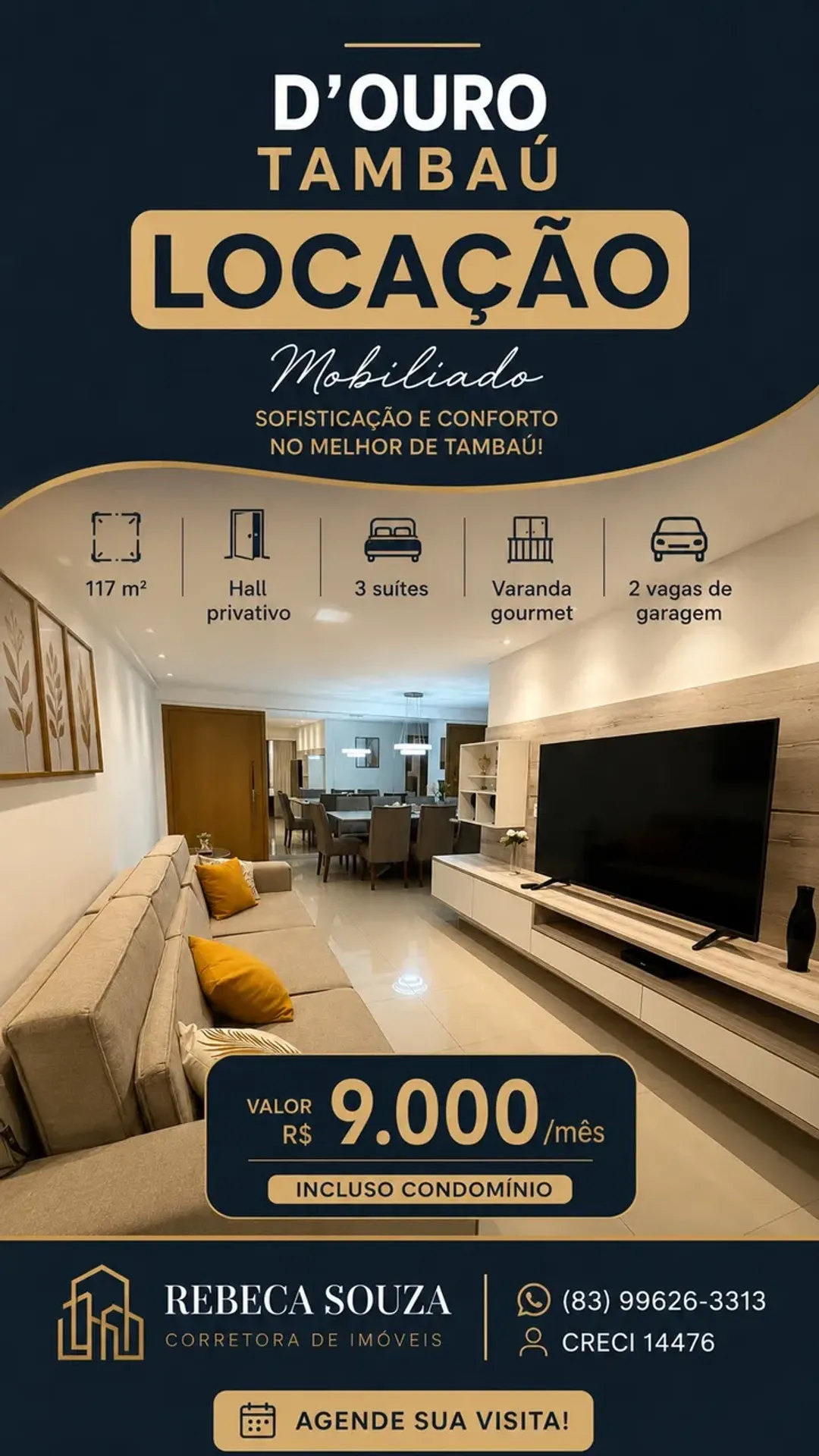 Unfurnished apartment with 3 en-suite bedrooms and 117 m²
