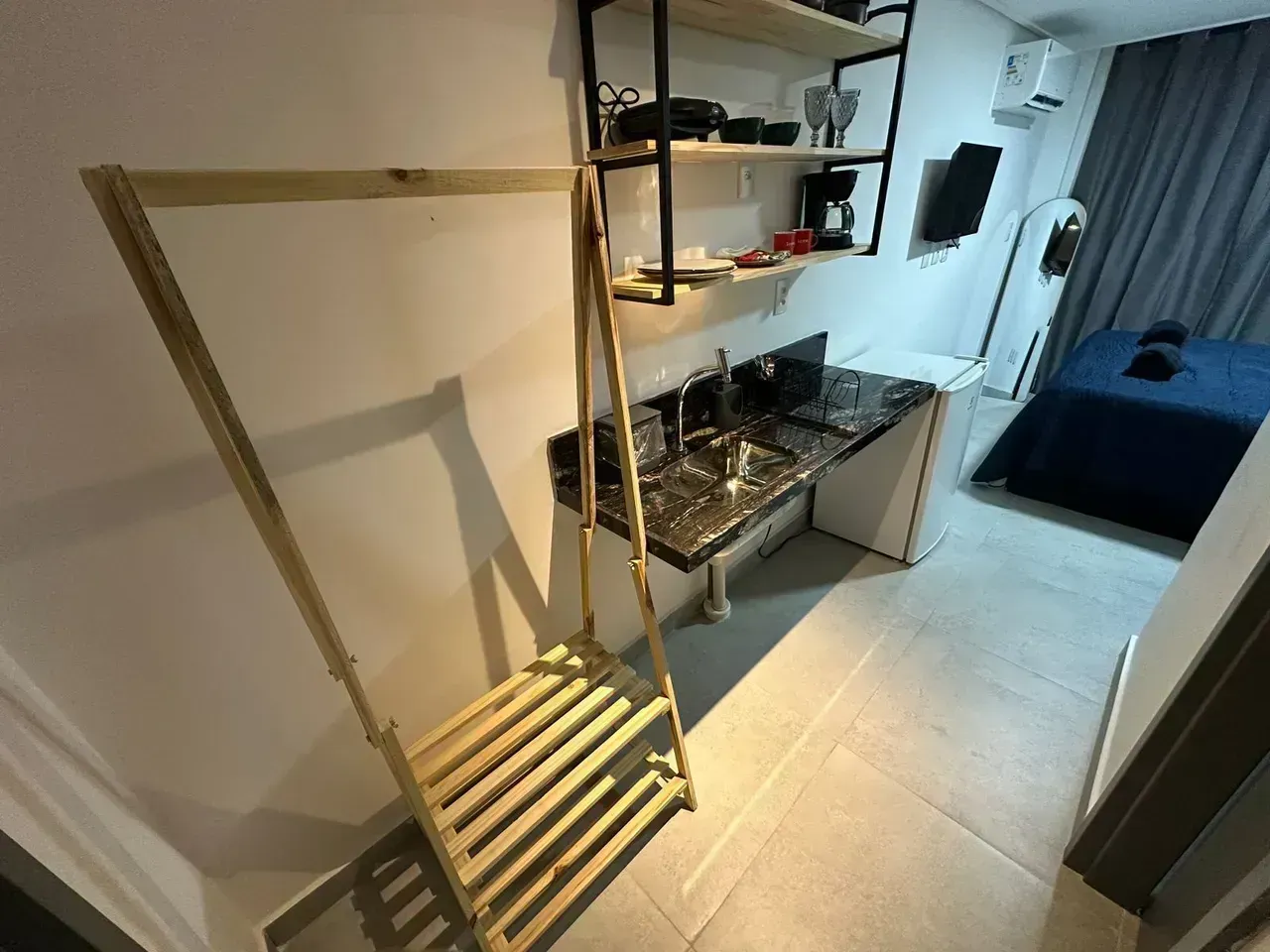 Apartamento mobiliado de 19 m² com 1 quarto e jardim