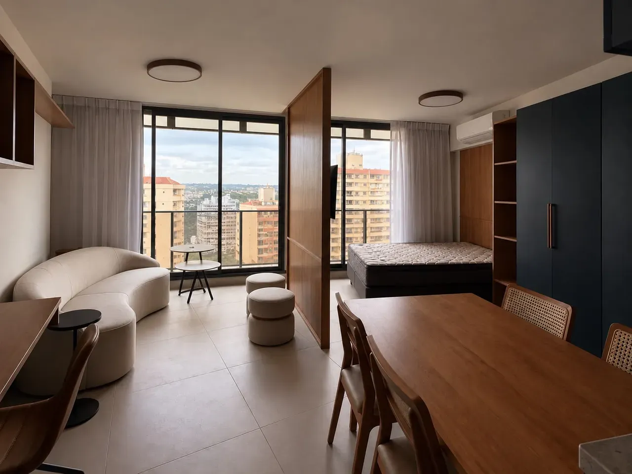 Floor-to-ceiling windows in a one-bedroom apartment, 40 m² — photo 15
