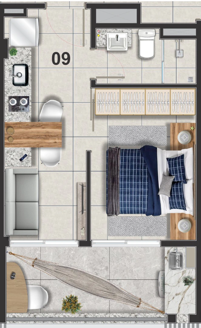 Apartamento mobiliado com 1 quarto e sacada envidraçada — photo 14