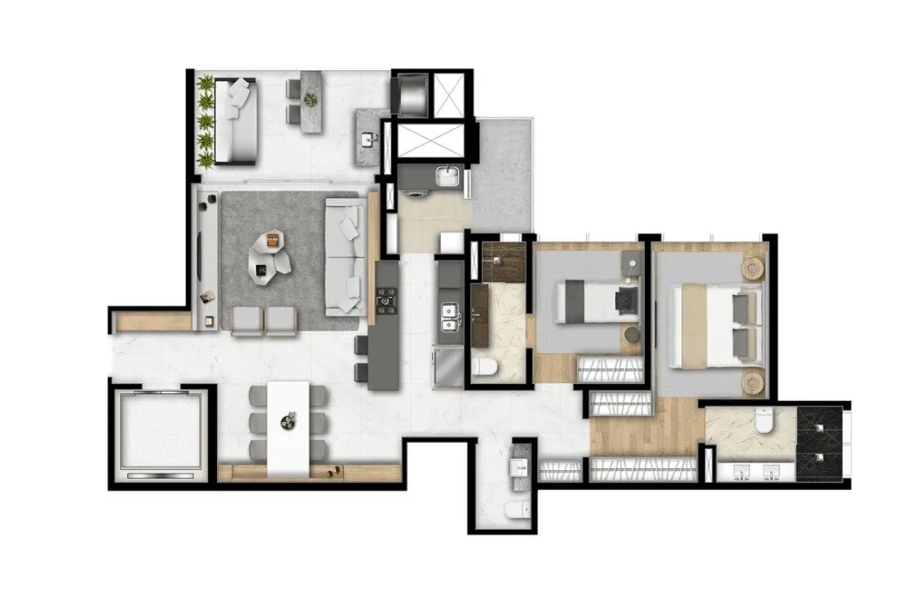 Rental apartment with 2 en-suite bedrooms and 125 m² — photo 92