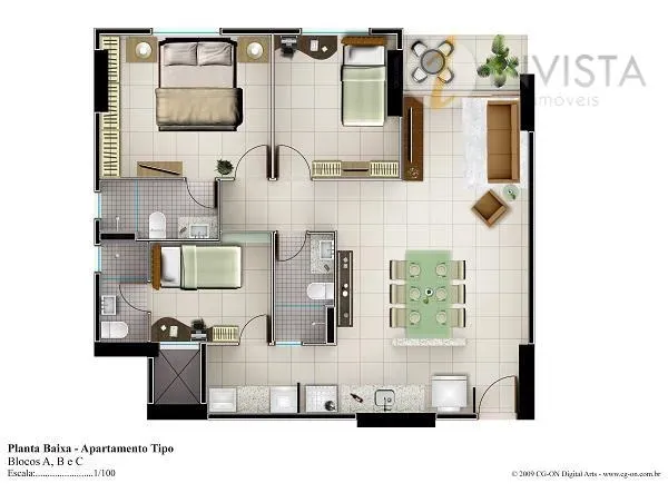 Квартира 80 м² с 3 спальнями и открытой кухней — photo 49