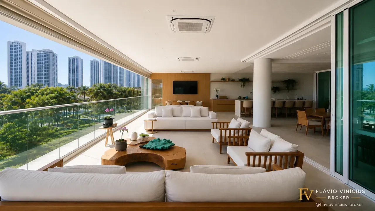 Furnished apartment with 3 bedrooms and a glass balcony