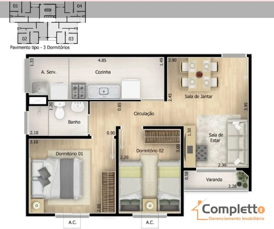 2-bedroom apartment in a building with a gym — photo 33