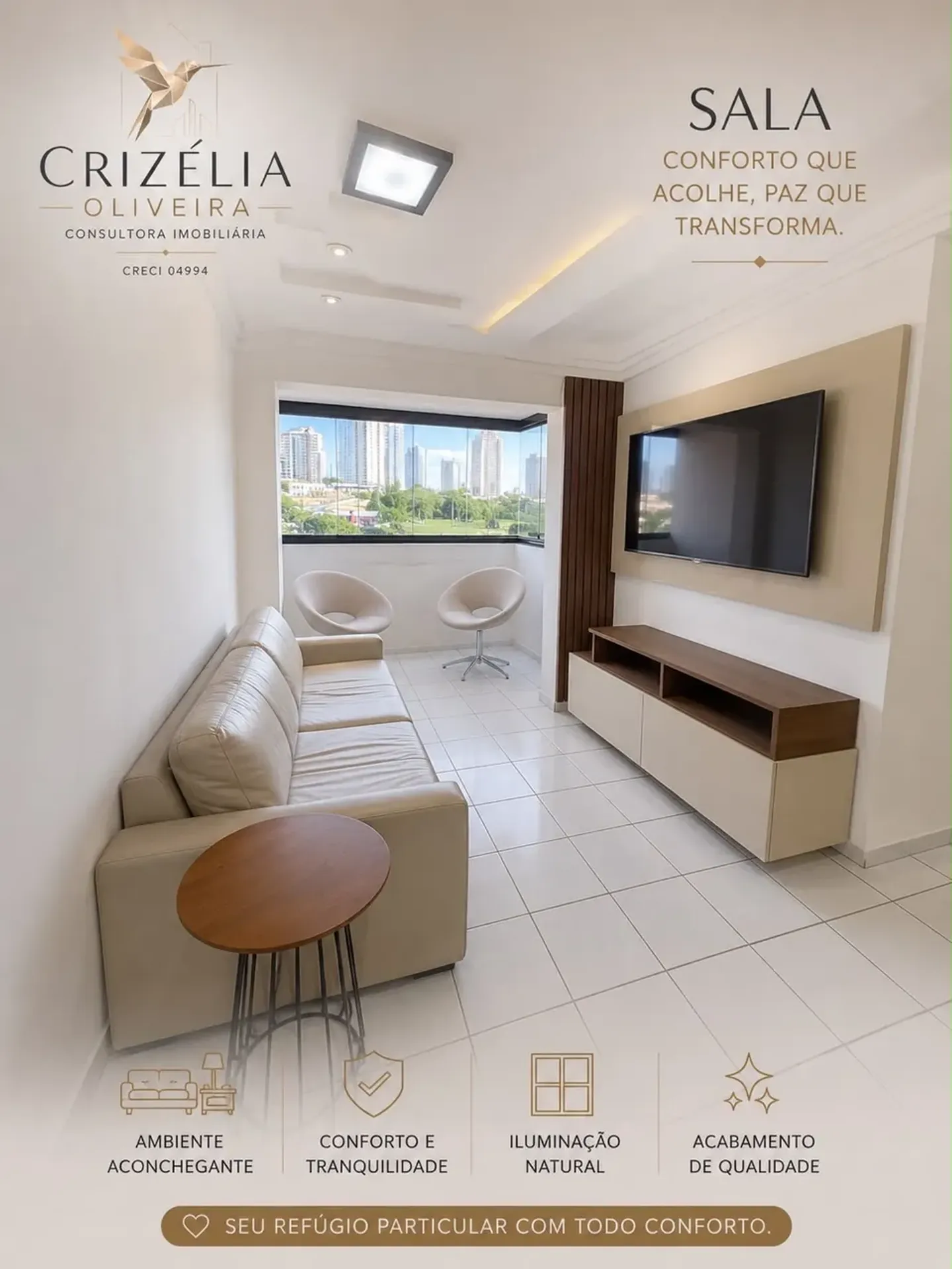 Furnished 90 m² apartment with 3 bedrooms and a suite