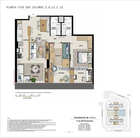 Apartment, 83 m², with a glass-enclosed balcony — photo 20