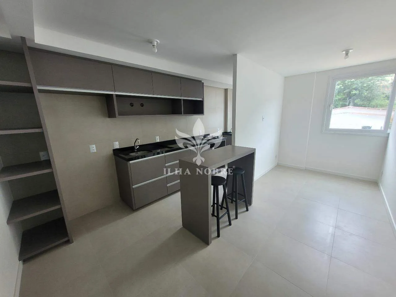 One-bedroom apartment in a building with a sauna