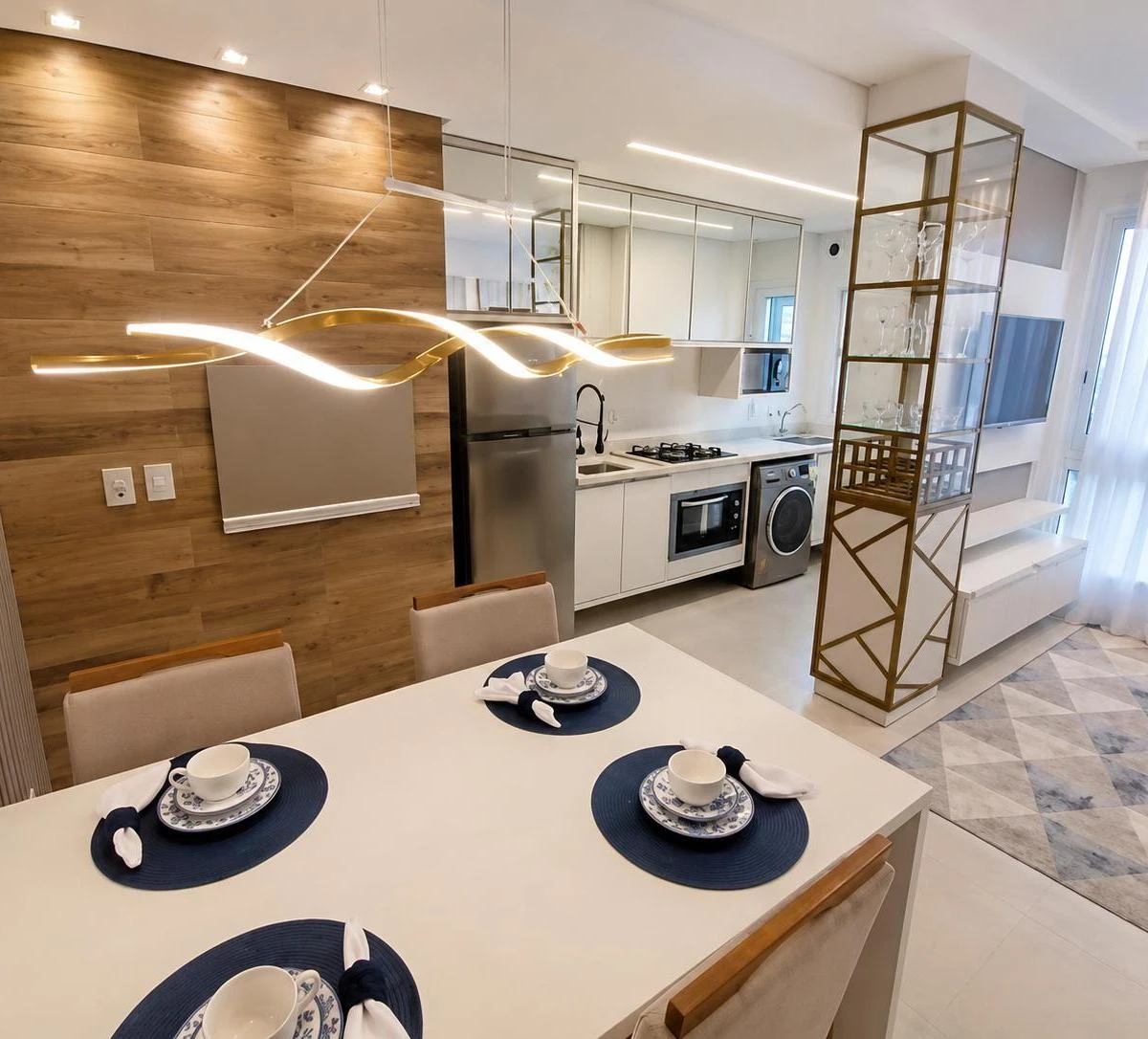 One-bedroom apartment with a washing machine