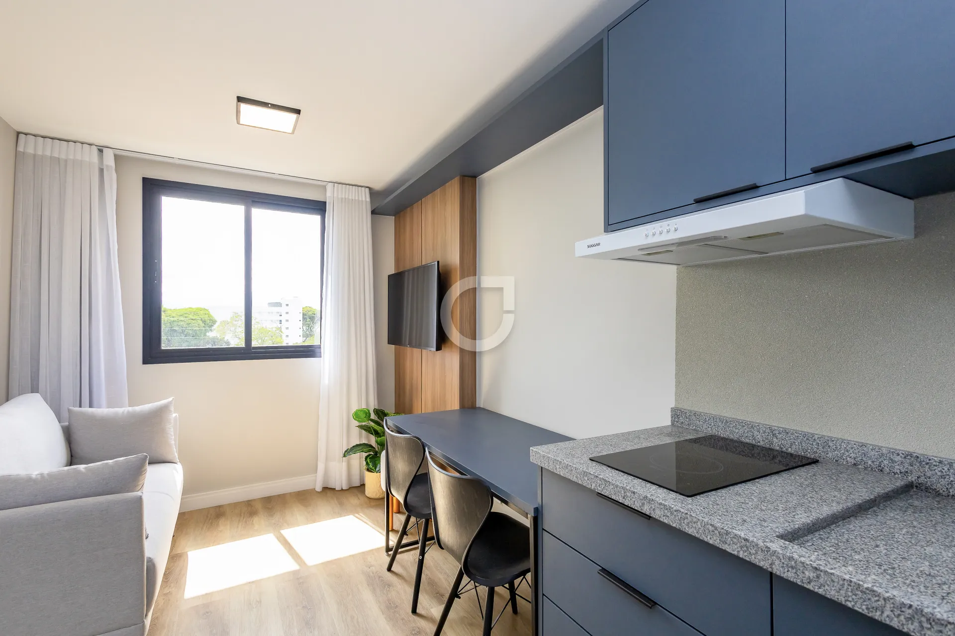 Furnished 1-bedroom apartment with integrated kitchen