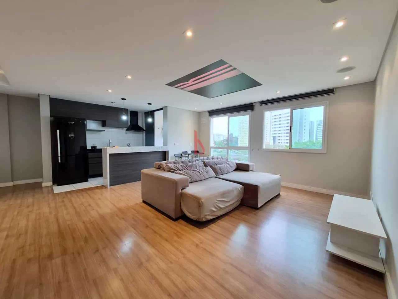 One-bedroom apartment in a building with a sauna