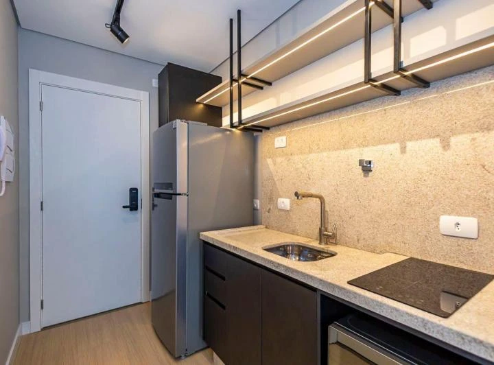 Studio mobiliado de 20 m² sem vaga de garagem
