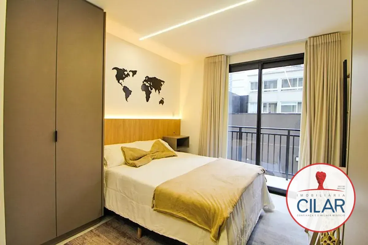 One-bedroom apartment in a building with a gym