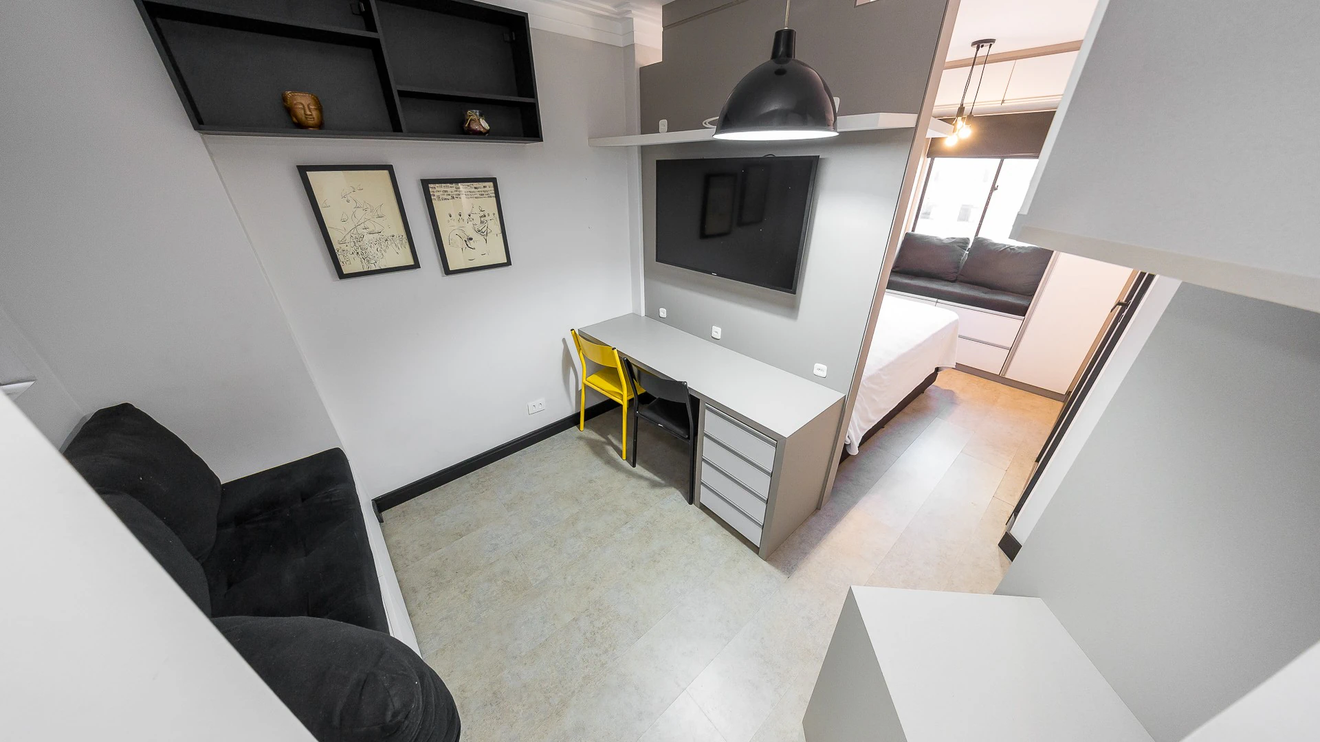 Apartamento de 1 quarto e 1 banheiro com cozinha aberta — photo 2