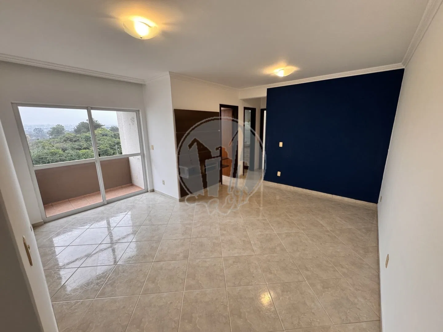 3-bedroom apartment with balcony and built-in TV wall