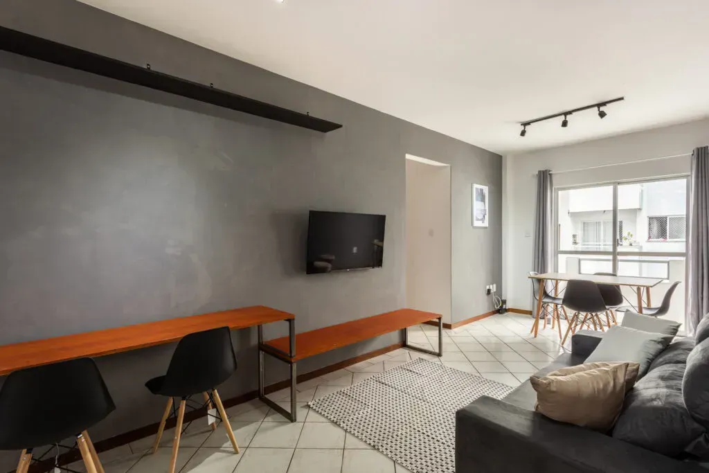 Furnished 1-bedroom, 1-bath apartment with a balcony