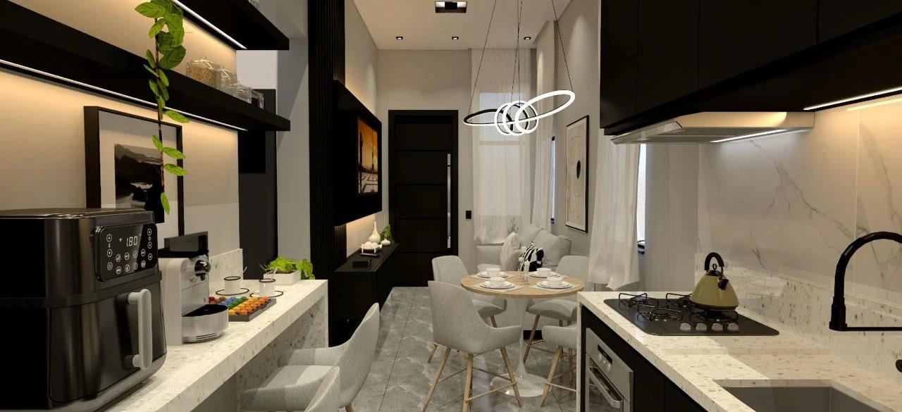 3-bedroom house with open kitchen and electric stove