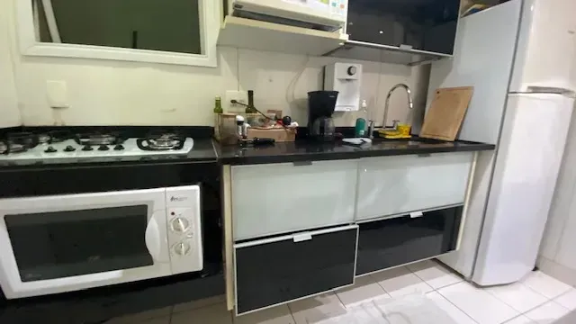 One-bedroom apartment in a building with a sauna