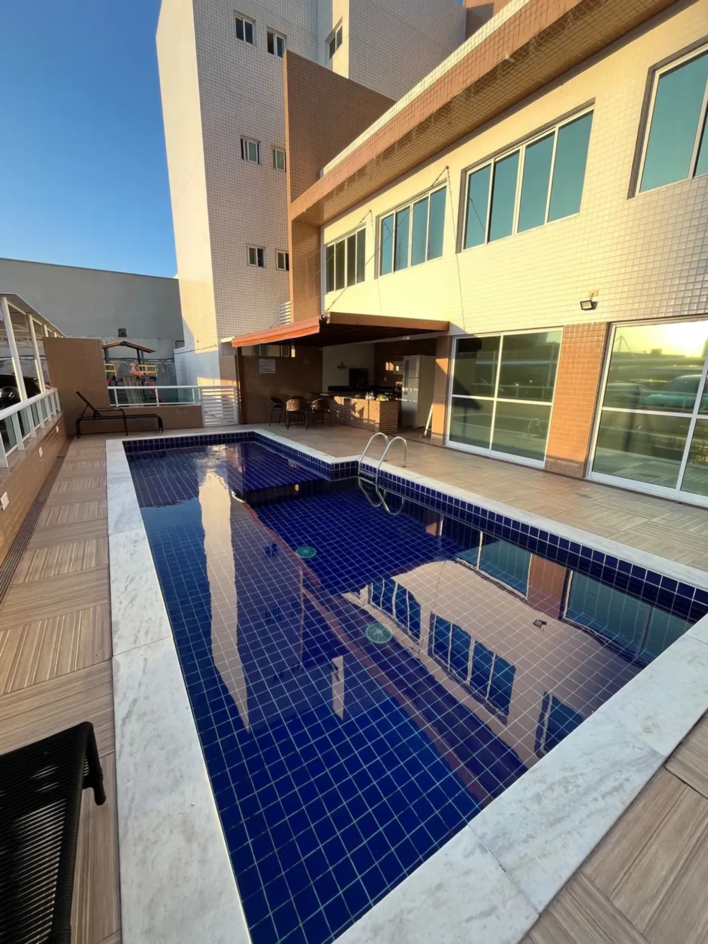 2-bedroom apartment in a building with a gym
