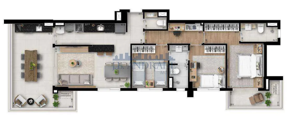 Apartamento mobiliado com 3 quartos e varanda — photo 8