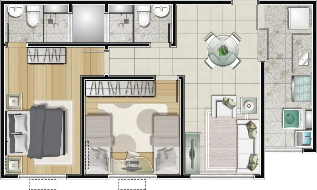 Home office in a 2-bedroom apartment, 48 m² — photo 20