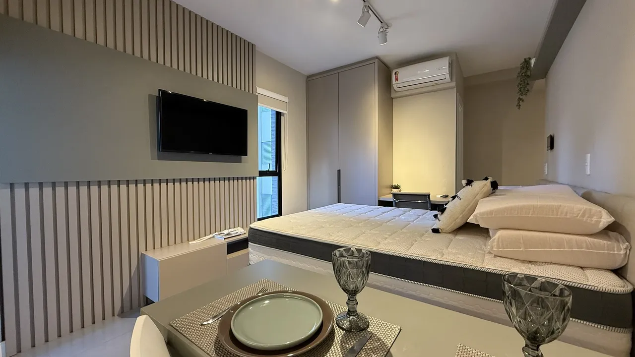 Furnished apartment with a balcony and separate bedroom