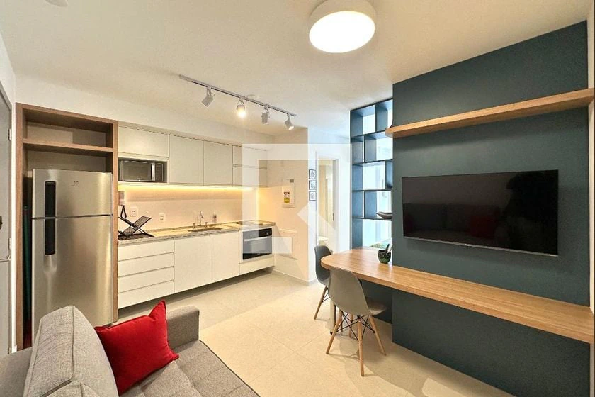 Apartamento mobiliado de 39 m² com 1 quarto e varanda