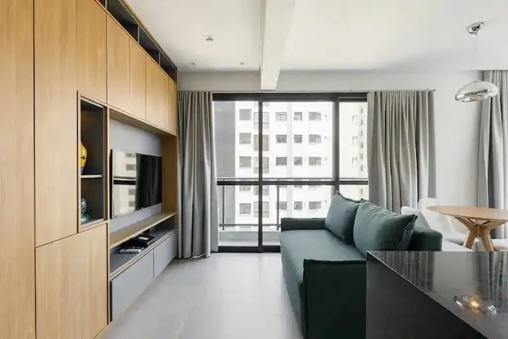 Меблированная студия 41 м² с парковкой и кухней открытого плана