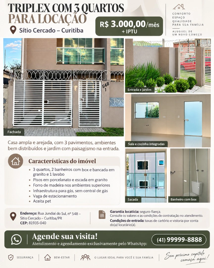 3-bedroom, 100 m² house in Curitiba