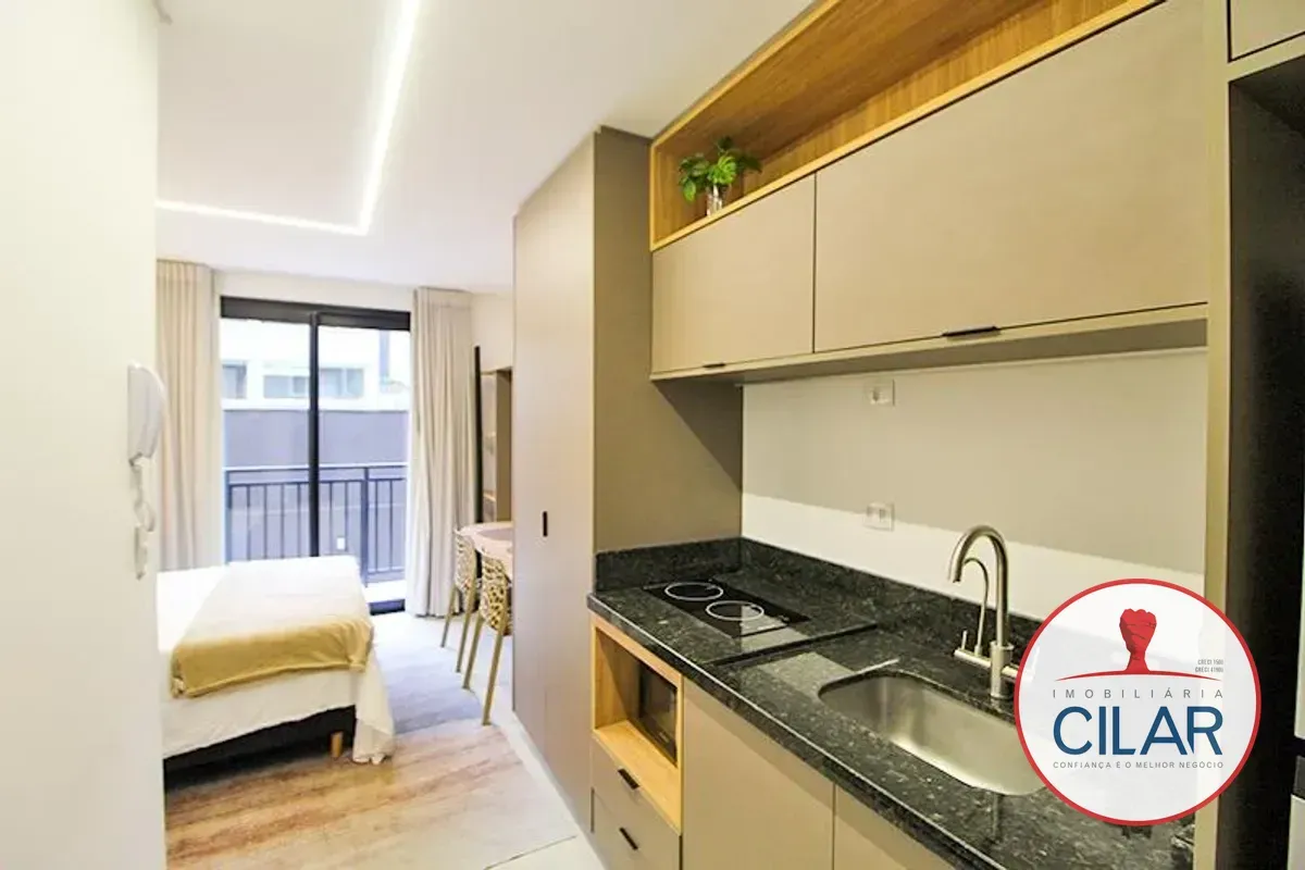 Apartamento mobiliado de 1 quarto com espaço de home office