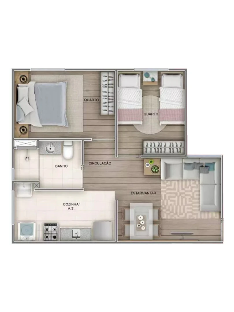 Стиральная машина и 2 спальни: квартира 44 м² — photo 14
