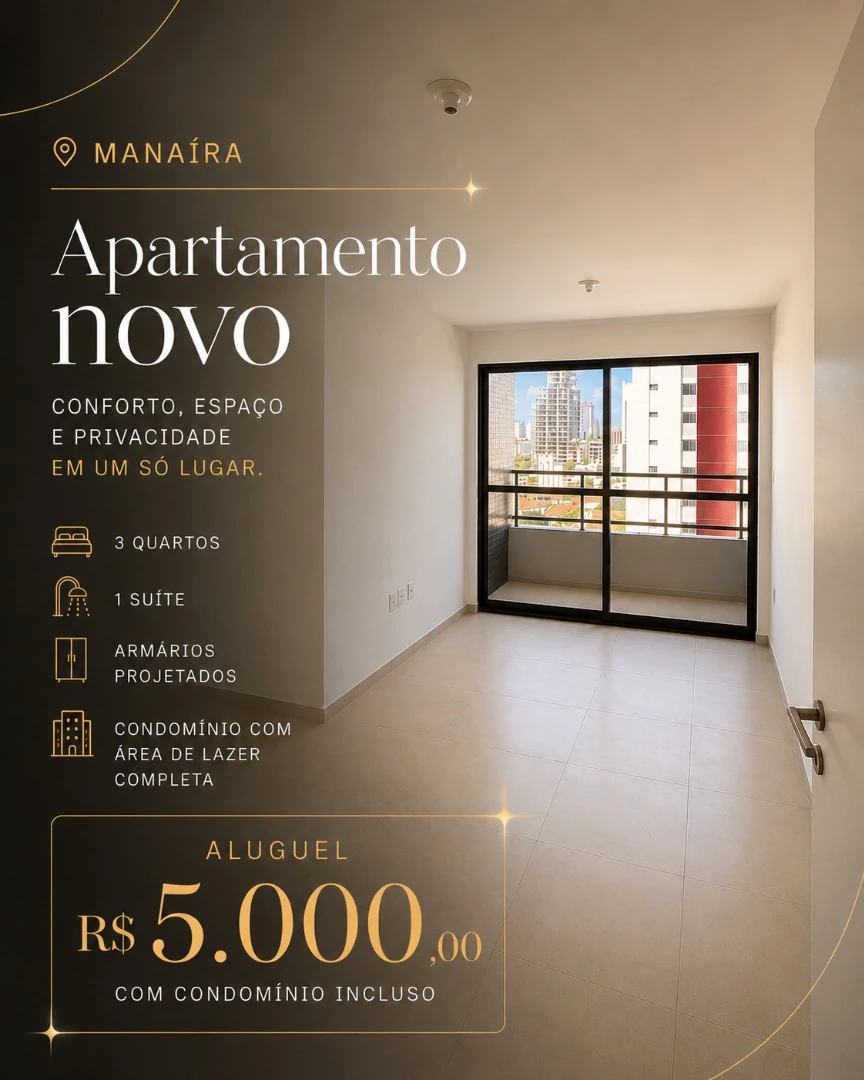 Unfurnished 3-bedroom apartment with open-plan kitchen