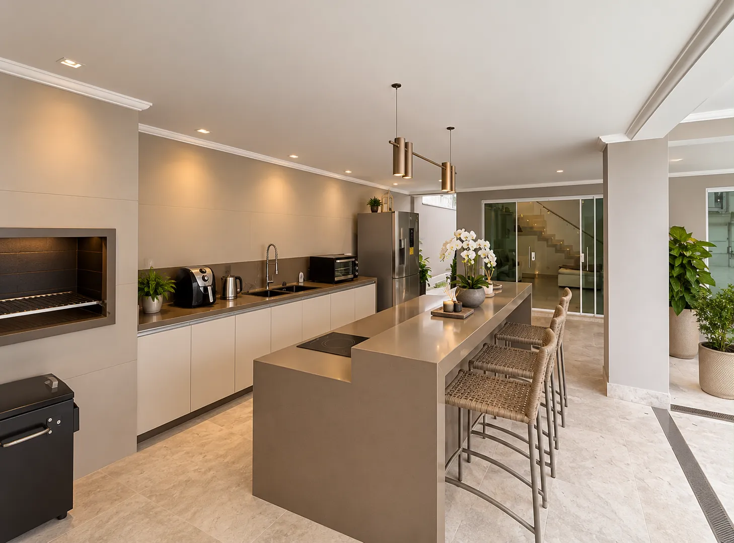 Furnished house, 400 m², with a grill on the balcony