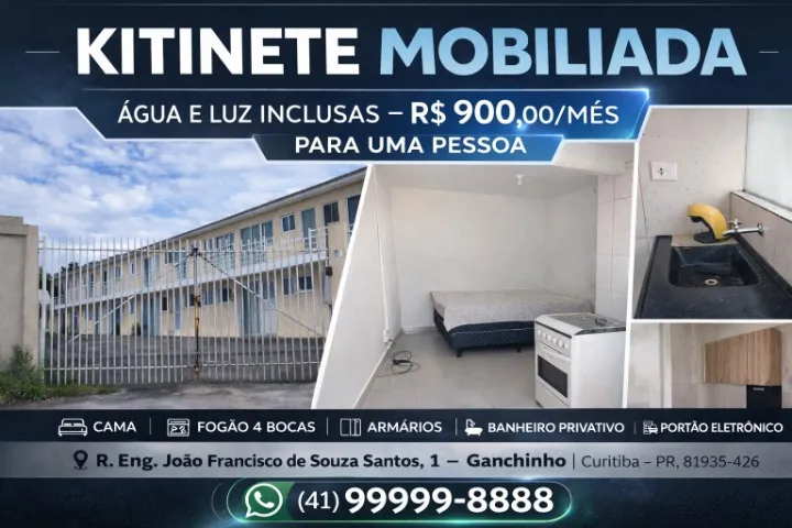 Studio kitnet with 1 bedroom, 1 bathroom and 1 parking