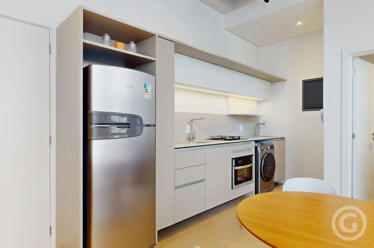 Studio mobiliado de 34 m² com 1 quarto e 1 banheiro
