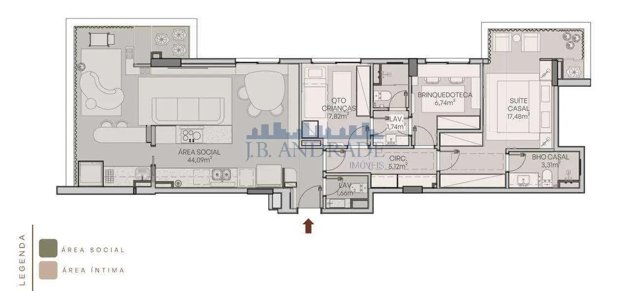 Apartamento mobiliado com 3 quartos e varanda — photo 9