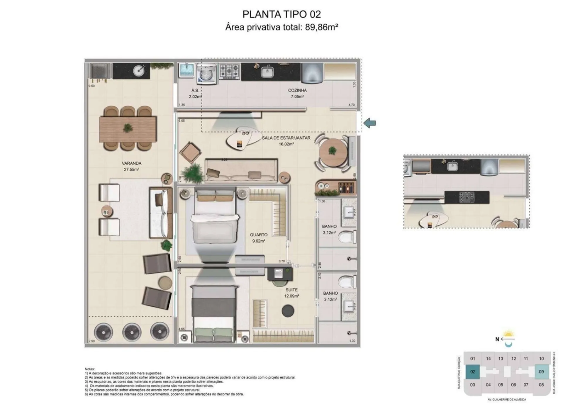 2-bedroom apartment with a grill on the balcony — photo 36