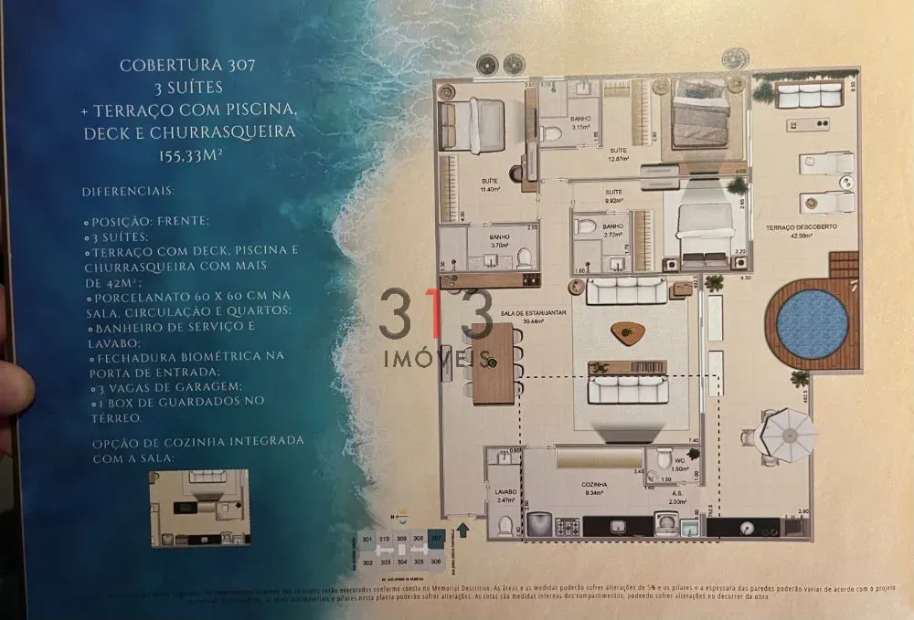 Furnished apartment with enclosed balcony and 106 m² — photo 3
