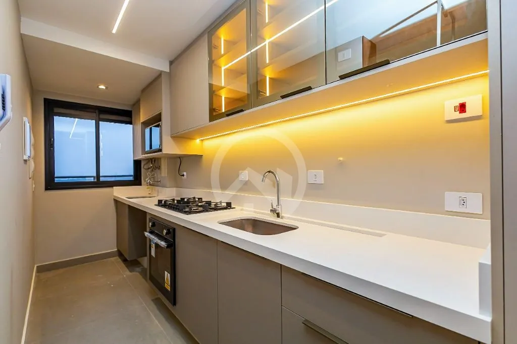 Furnished apartment with enclosed balcony and desk corner