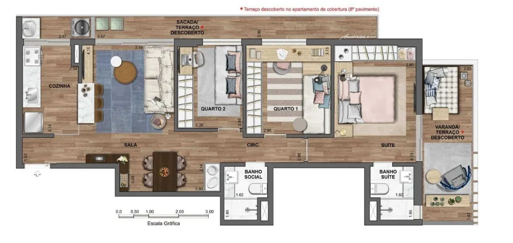 Furnished apartment with open-plan kitchen and 2 bedrooms — photo 19