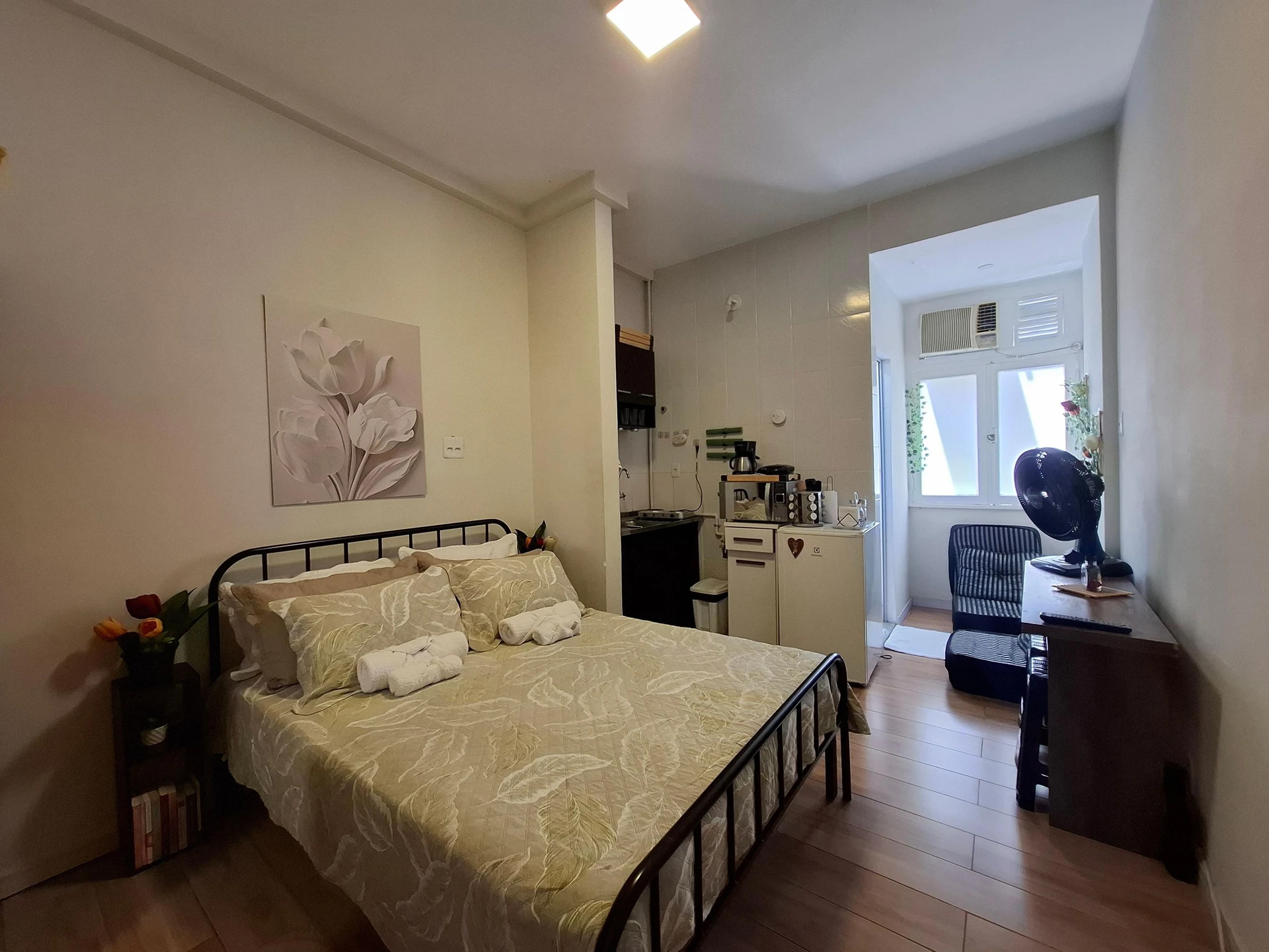 Furnished studio, 18 m², with wood or laminate floors